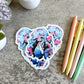 Cute Mermaid Sticker, Sea Blue and Dark Pink