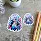 Cute Mermaid Sticker, Sea Blue and Dark Pink