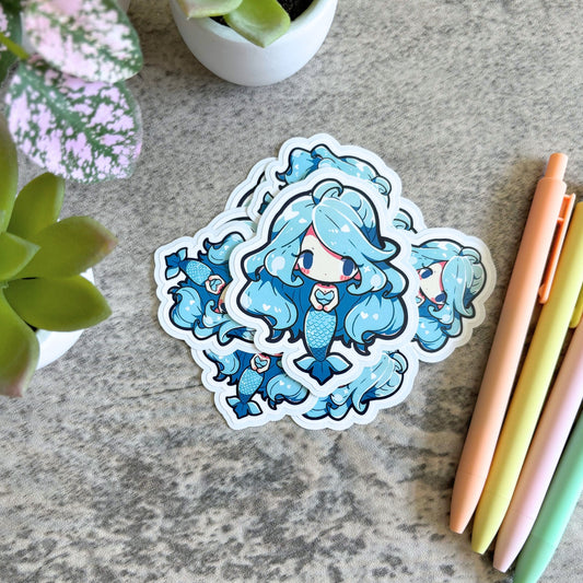 Cute Mermaid Sticker, Blue Cutie