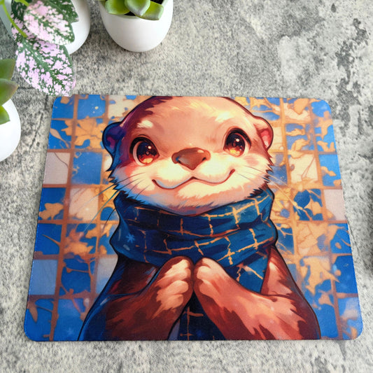 Winter Holiday Otter Mousepad