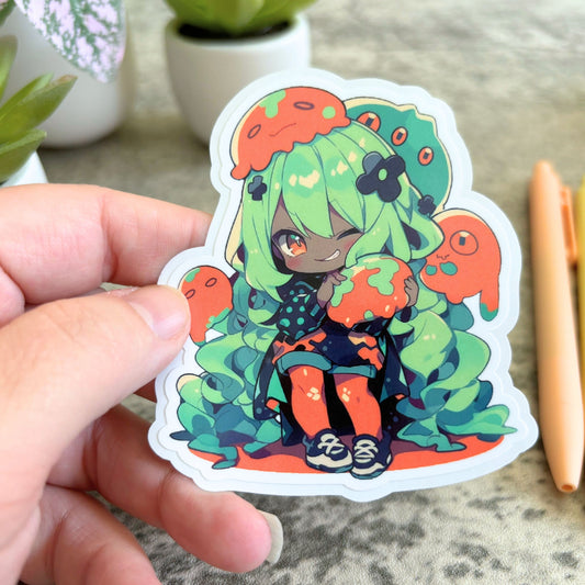 Slime Girl Sticker, Orange and Green 3" or 2"