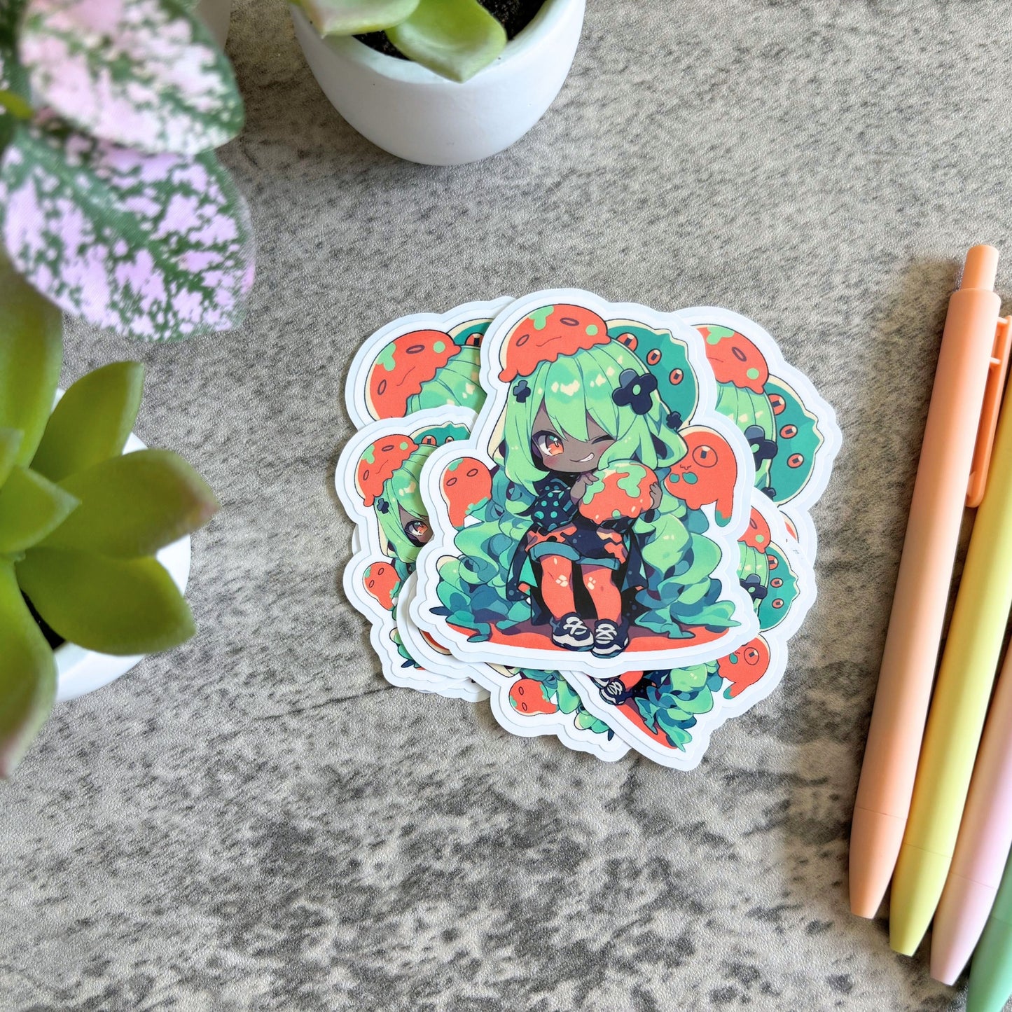 Slime Girl Sticker, Orange and Green 3" or 2"