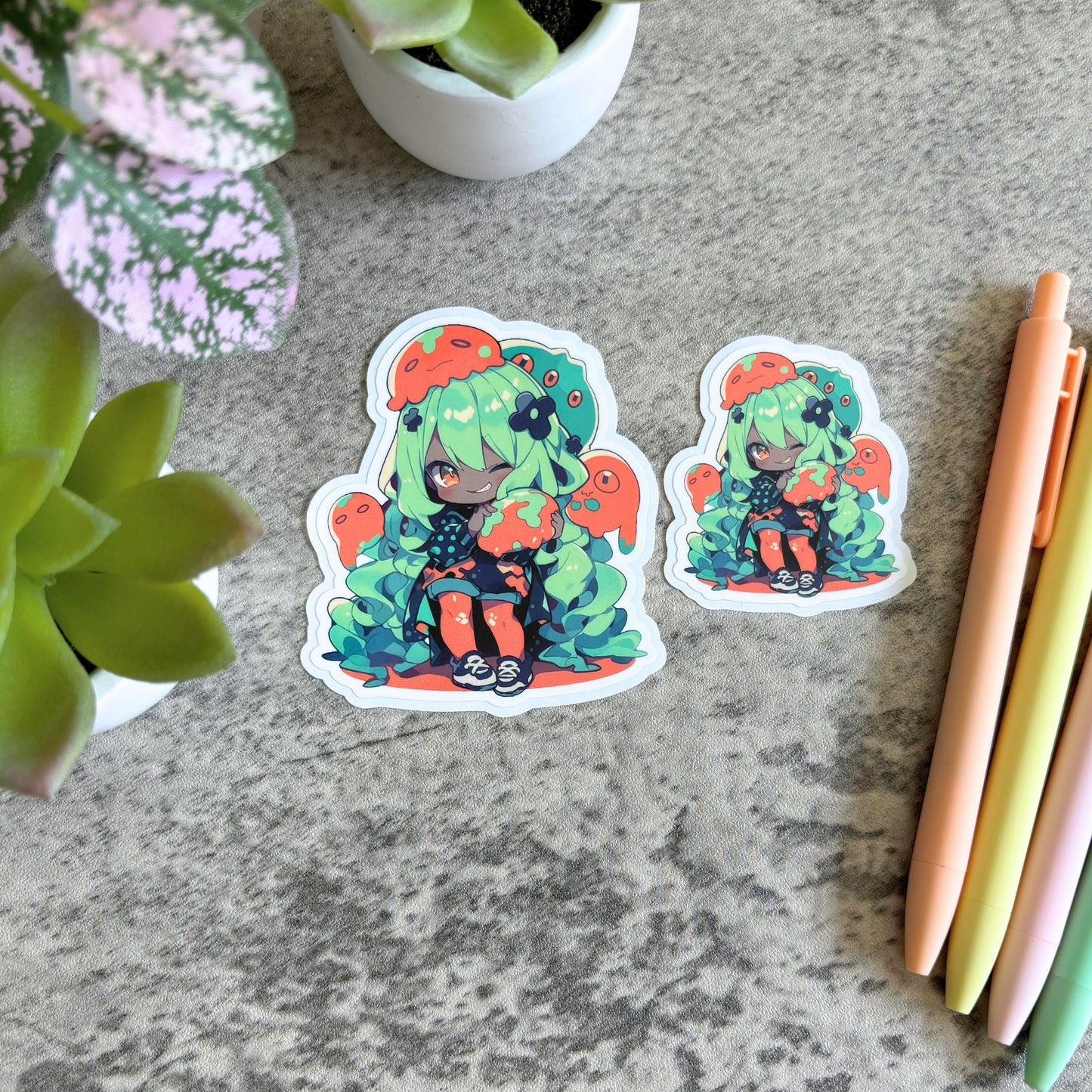 Slime Girl Sticker, Orange and Green 3" or 2"