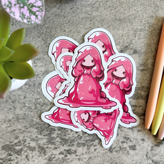 Anime Slime Girl Sticker, Pink 3" or 2"