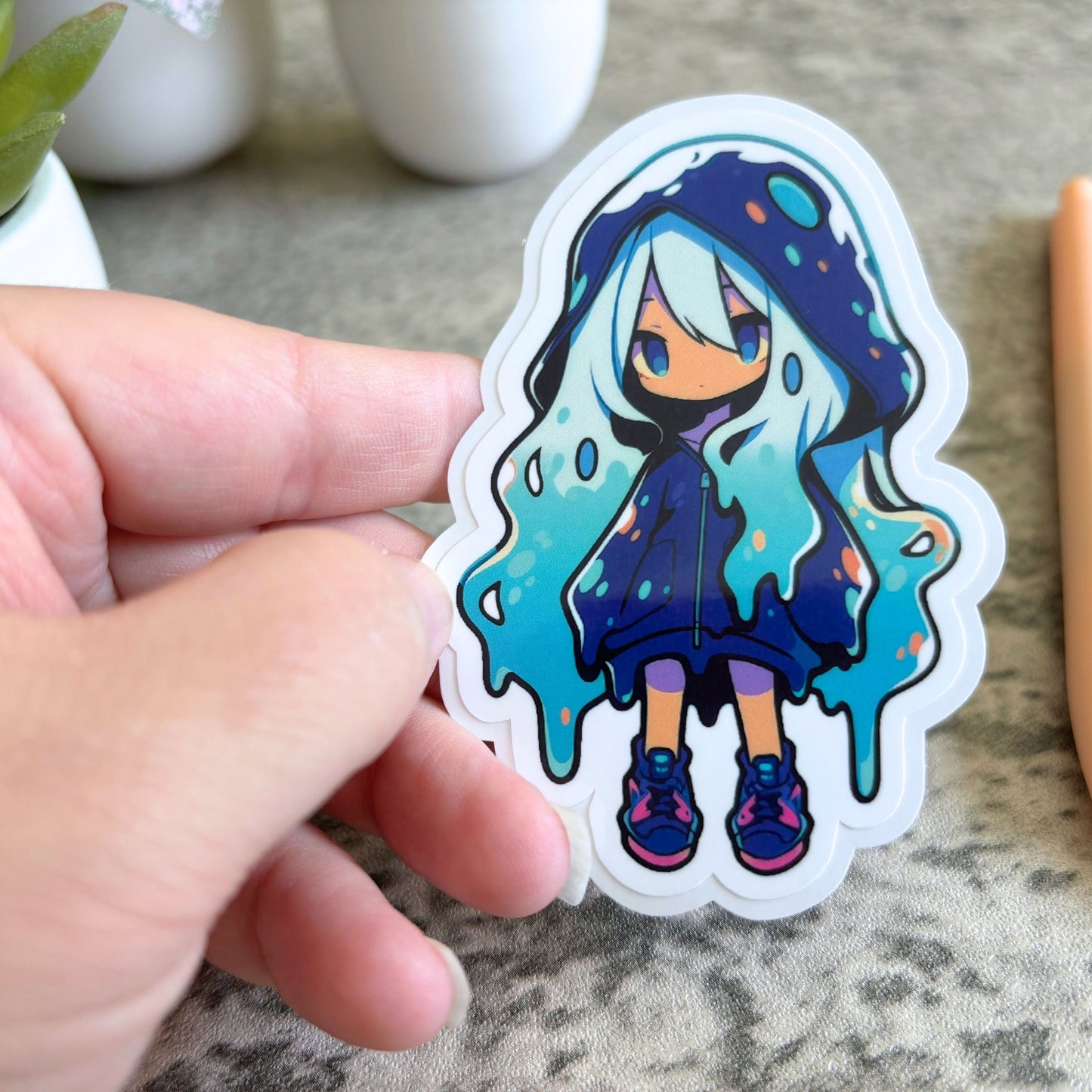 Cute Slime Girl Sticker Set, 3" or 2"