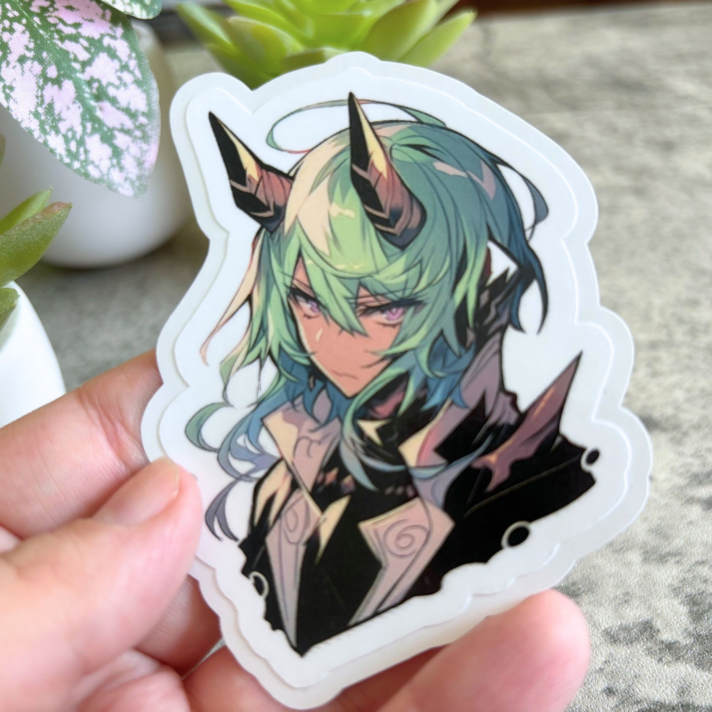 Handsome Elf Warrior Prince Sticker, Green-Haired 3" or 2"