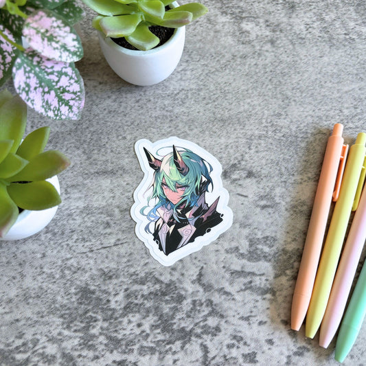 Handsome Elf Warrior Prince Sticker, Green-Haired 3" or 2"