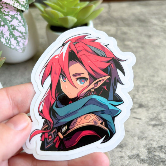 Handsome Elf Warrior Prince Sticker, Red-Haired 3" or 2"