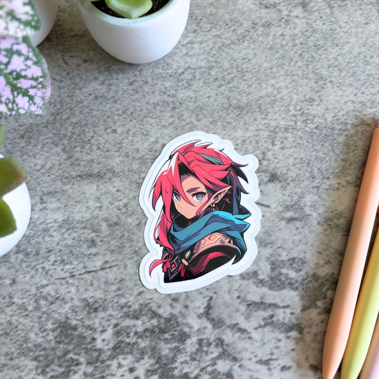 Handsome Elf Warrior Prince Sticker, Red-Haired 3" or 2"