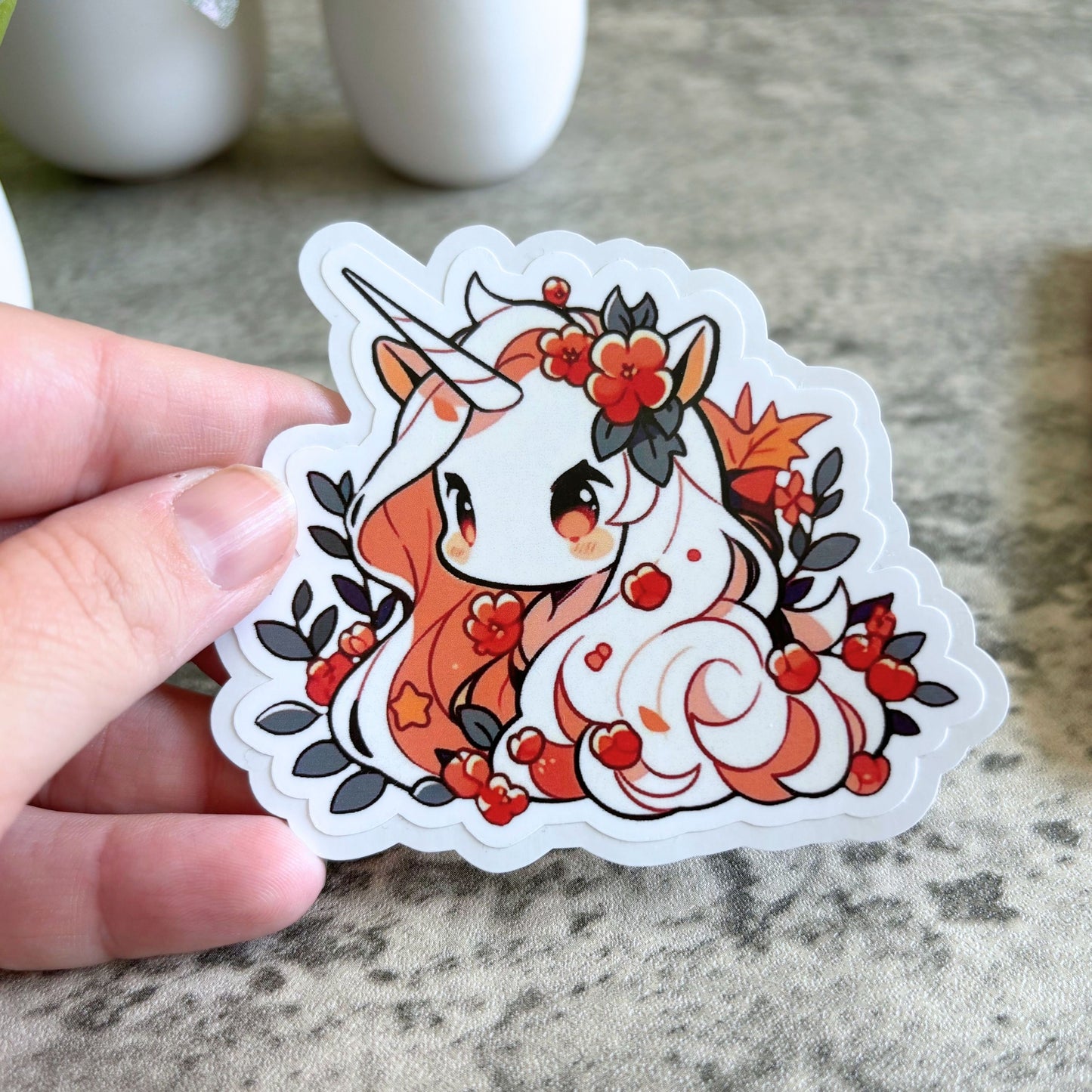 Lovely Autumn Unicorn Sticker, 3" or 2"