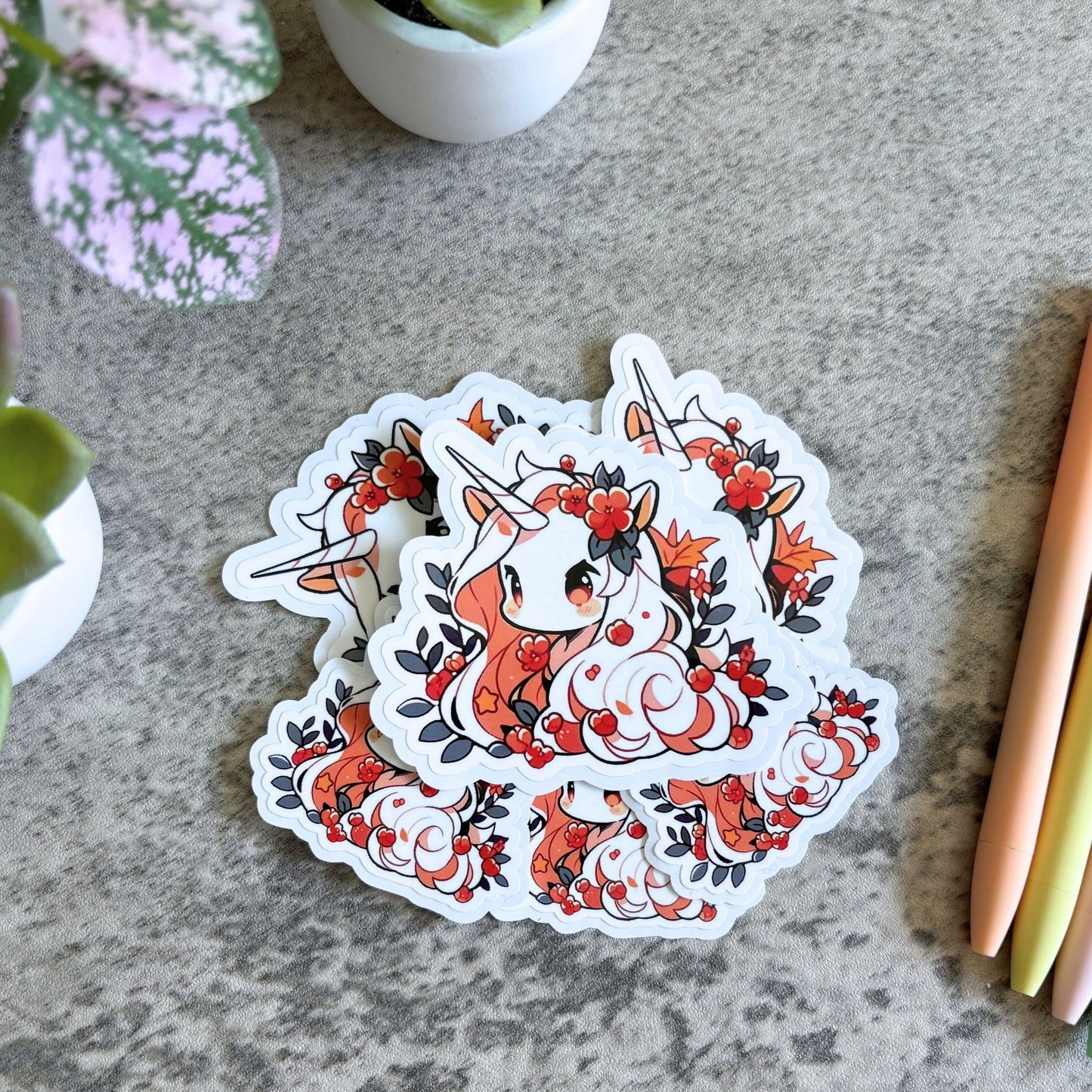 Lovely Autumn Unicorn Sticker, 3" or 2"