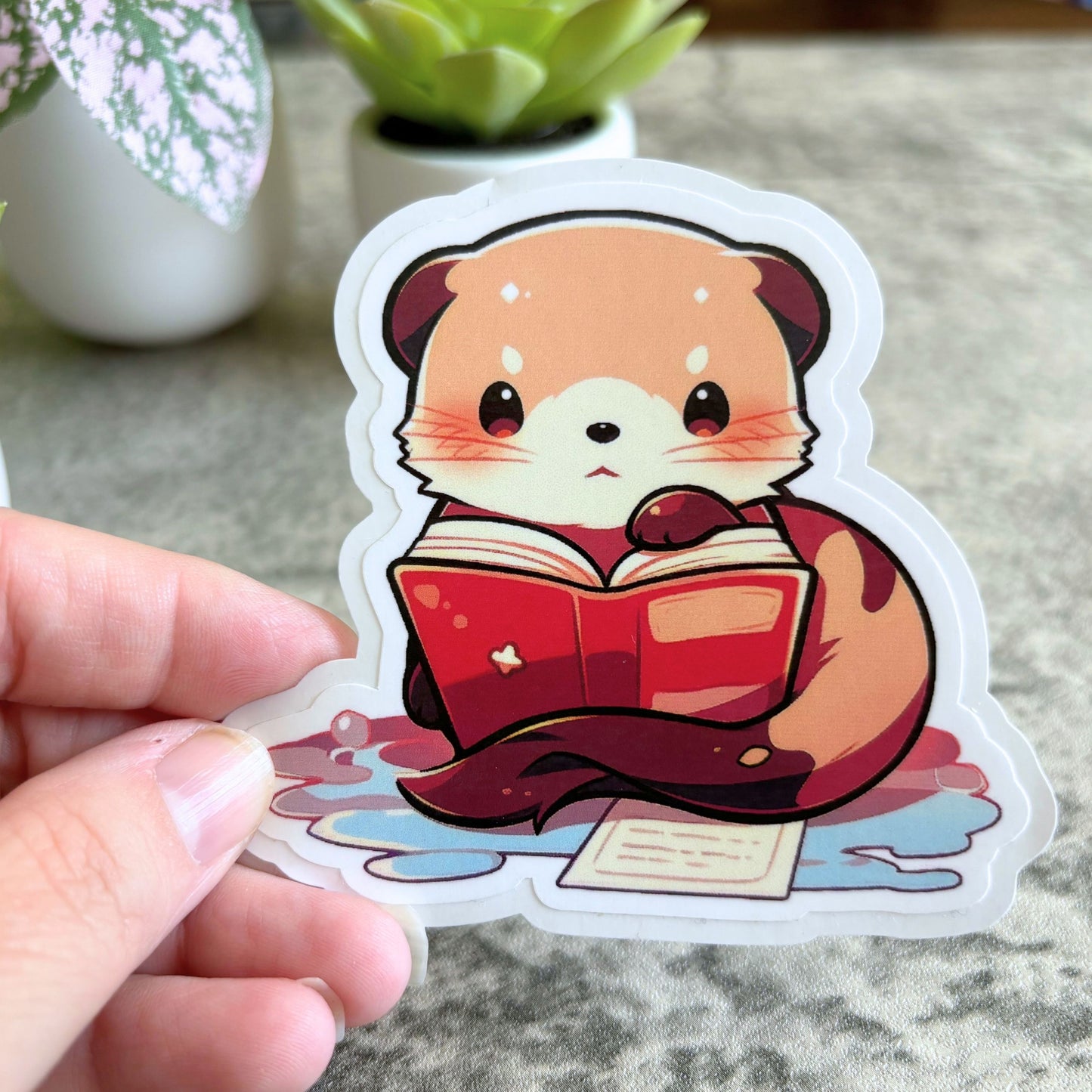 Otter Studying Sticker, 3" or 2"