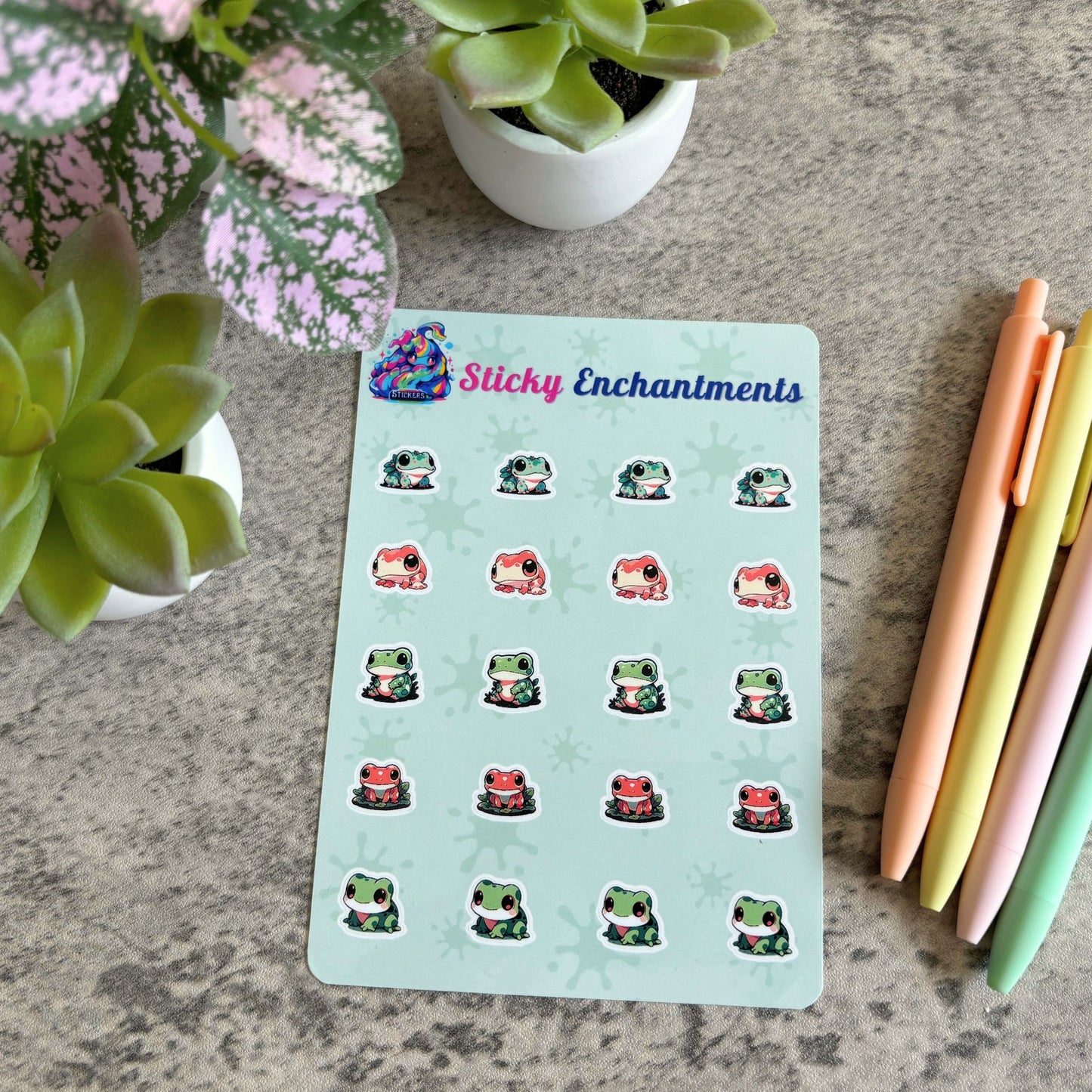 Tiny Sticker Set, Cute Frogs