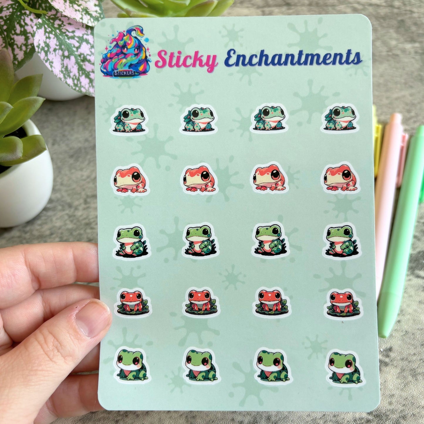 Tiny Sticker Set, Cute Frogs