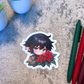 Holiday Elf with Poinsettias Sticker, Black Hair