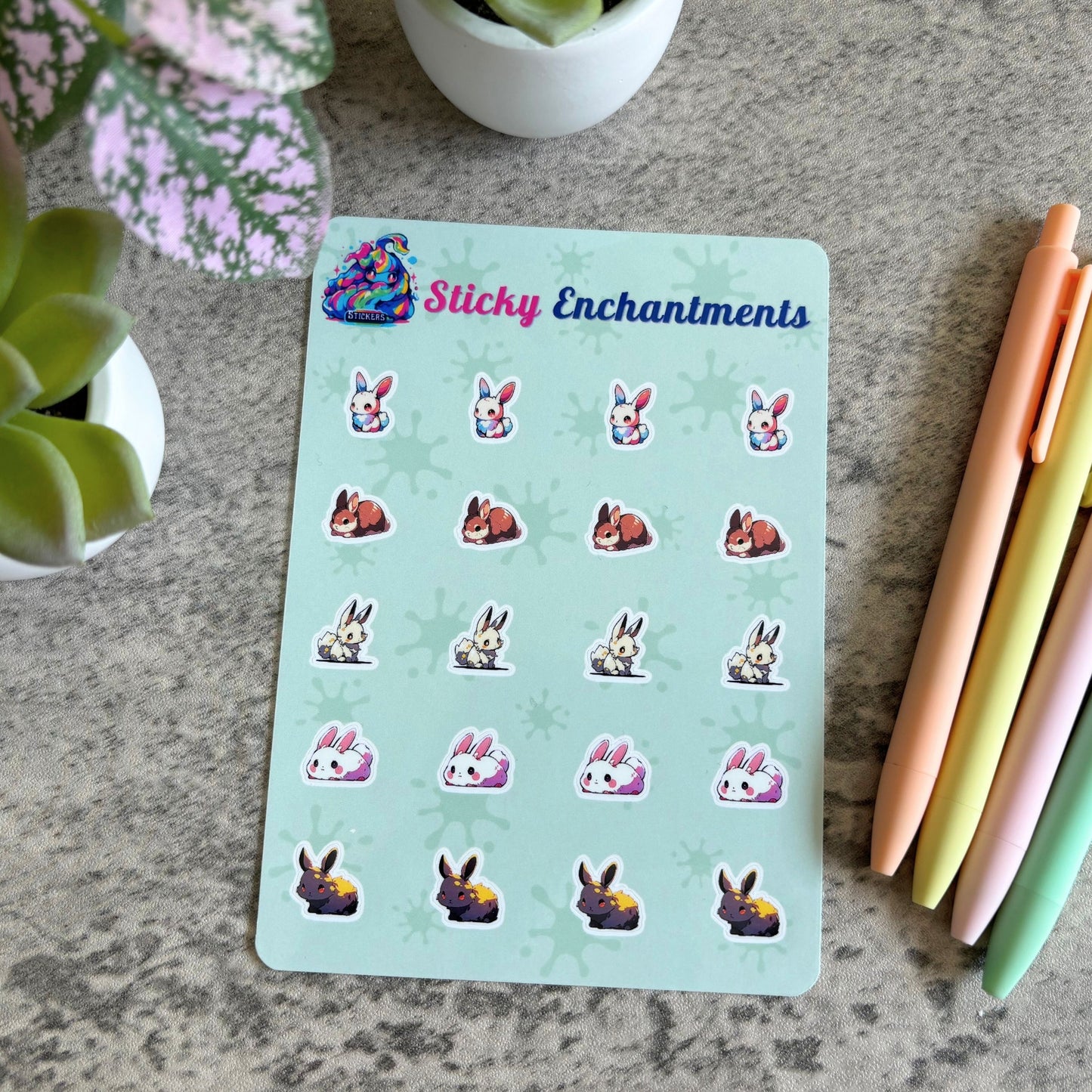 Tiny Sticker Set, Cute Bunnies