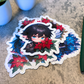 Holiday Elf with Poinsettias Sticker, Black Hair