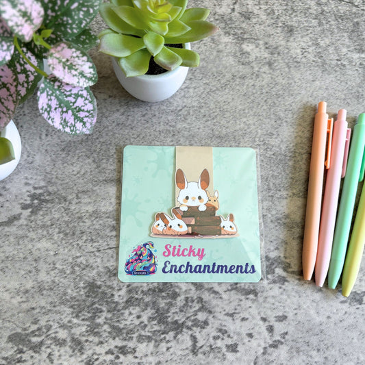 Cute Magnetic Bookmark, Bookish Bunnies