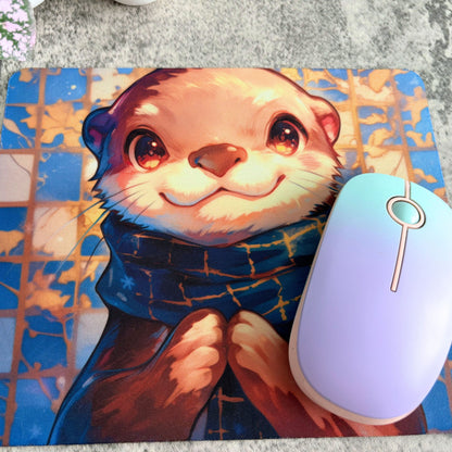 Winter Holiday Otter Mousepad