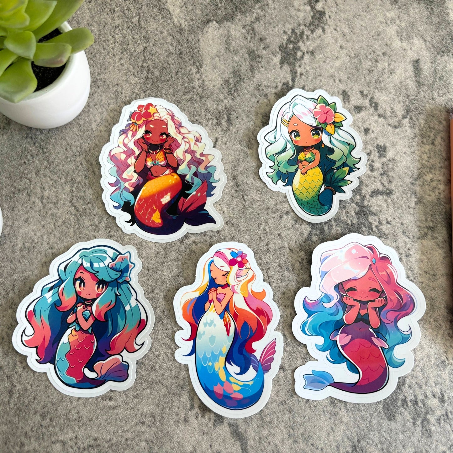 Tropical Summer Mermaids Sticker Set, 3"