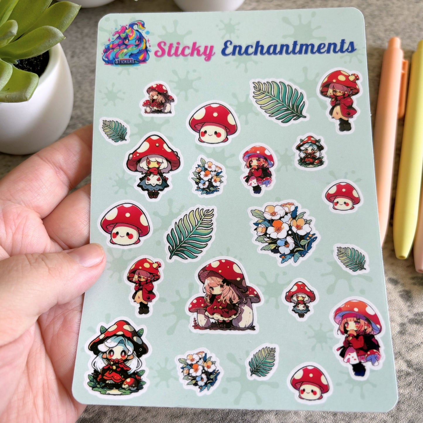 Cute Mushroom Fairy Sticker Sheet