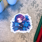 Holiday Elf with Poinsettias Sticker, Purple Hair