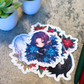 Holiday Elf with Poinsettias Sticker, Purple Hair