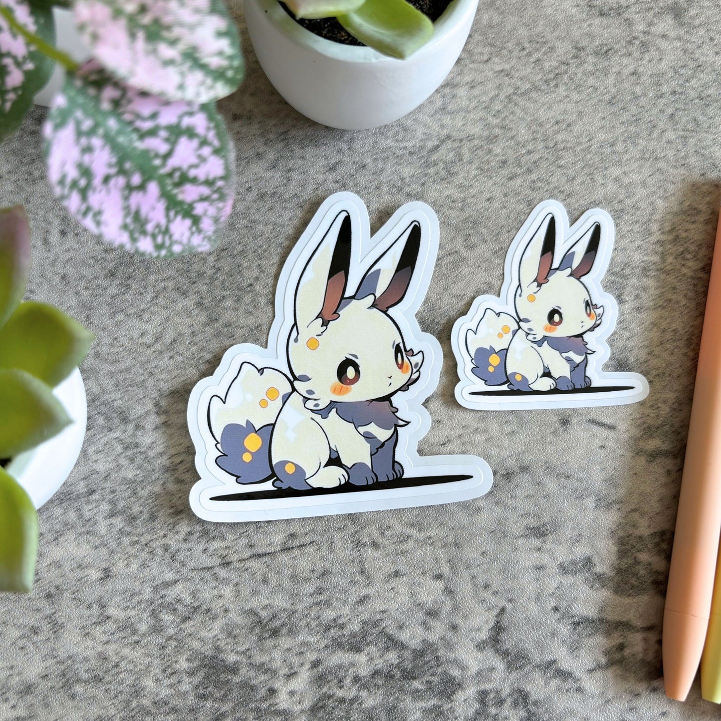 Cute Bunny Sticker, Yellow and Gray 3" or 2"