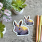 Cute Bunny Sticker, Black and Gold 3" or 2"