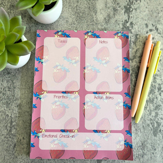 Daily Planner Notepad, Strawberry Theme