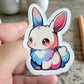 Cute Bunny Sticker, Vibrant Rainbow 3" or 2"