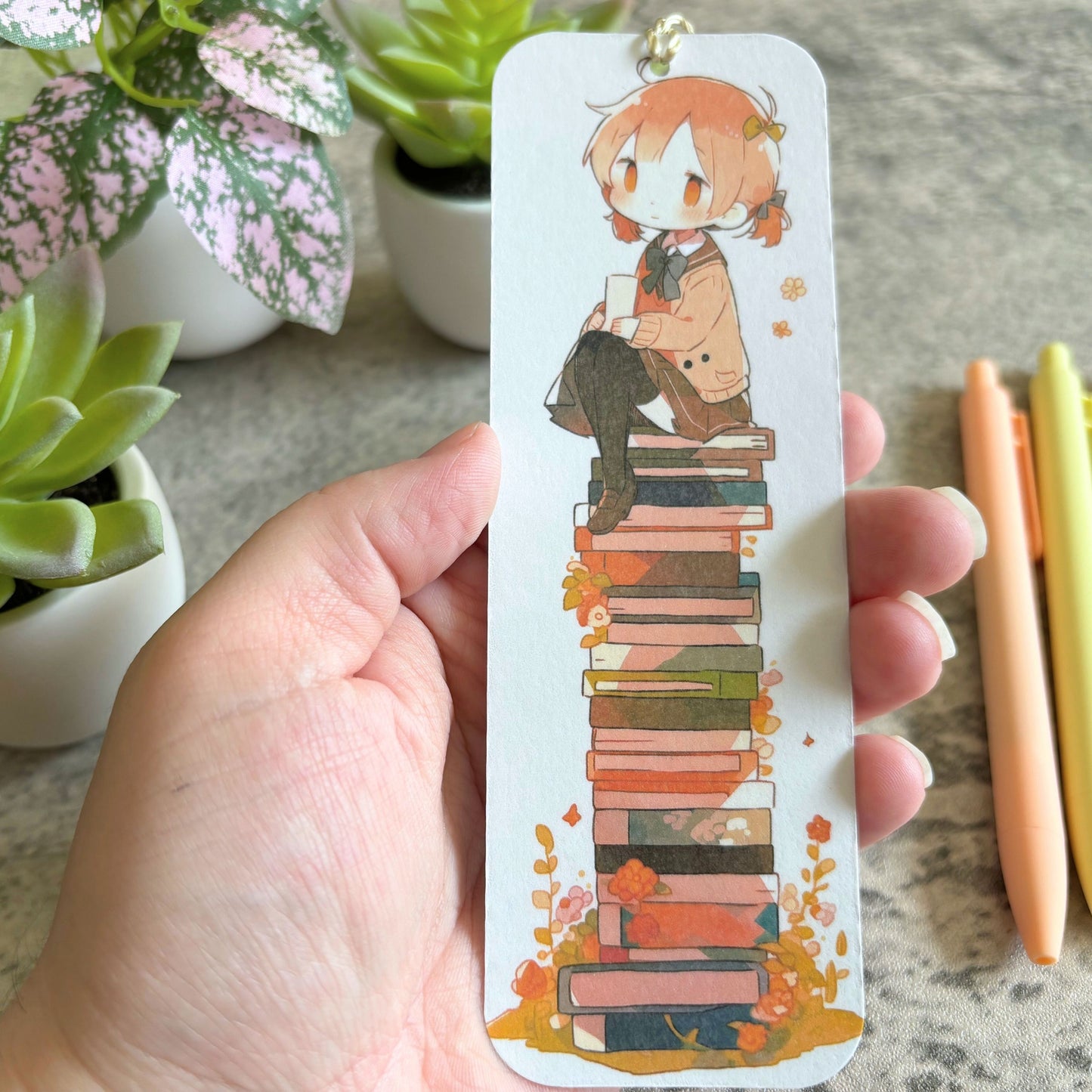 Cute Bookmarks with Tassels, Girl with Bird