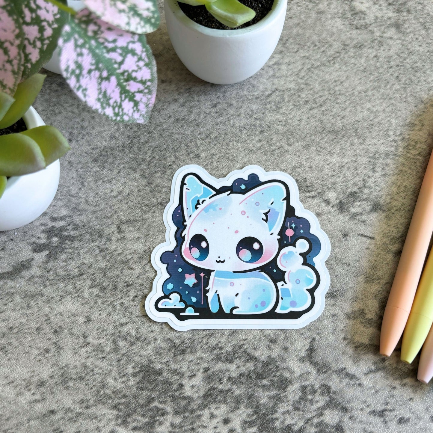 Puffy Cloud Cat Sticker, 3" or 2"