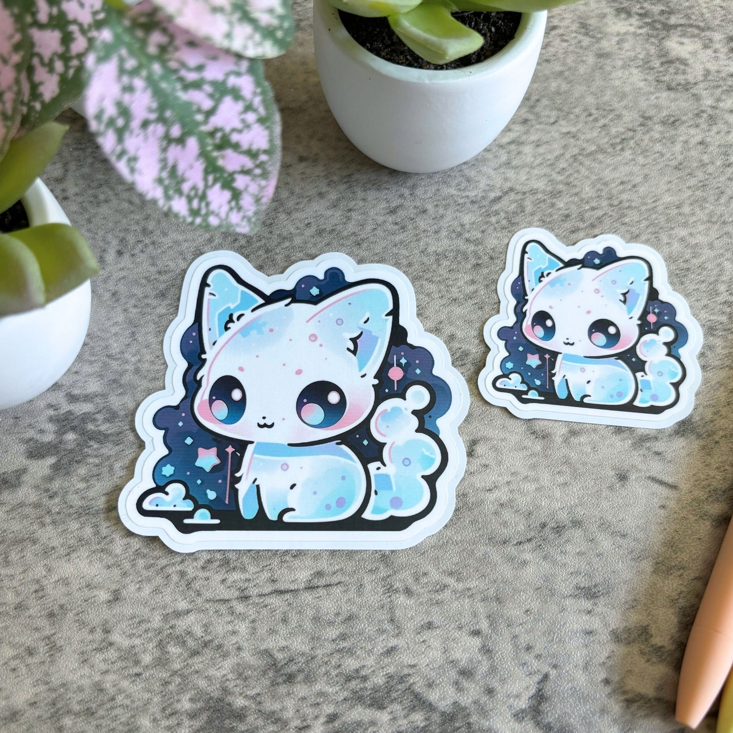 Puffy Cloud Cat Sticker, 3" or 2"