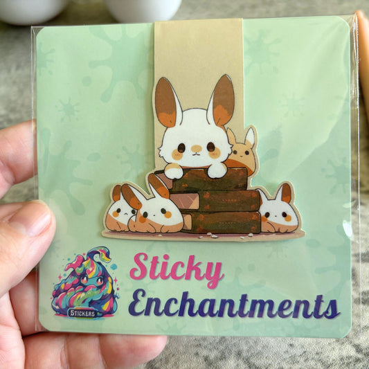 Cute Magnetic Bookmark, Bookish Bunnies