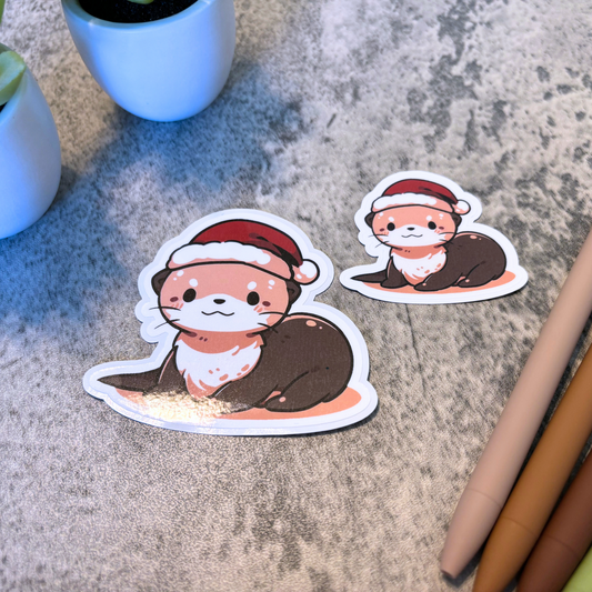 Cute Christmas Otter Sticker