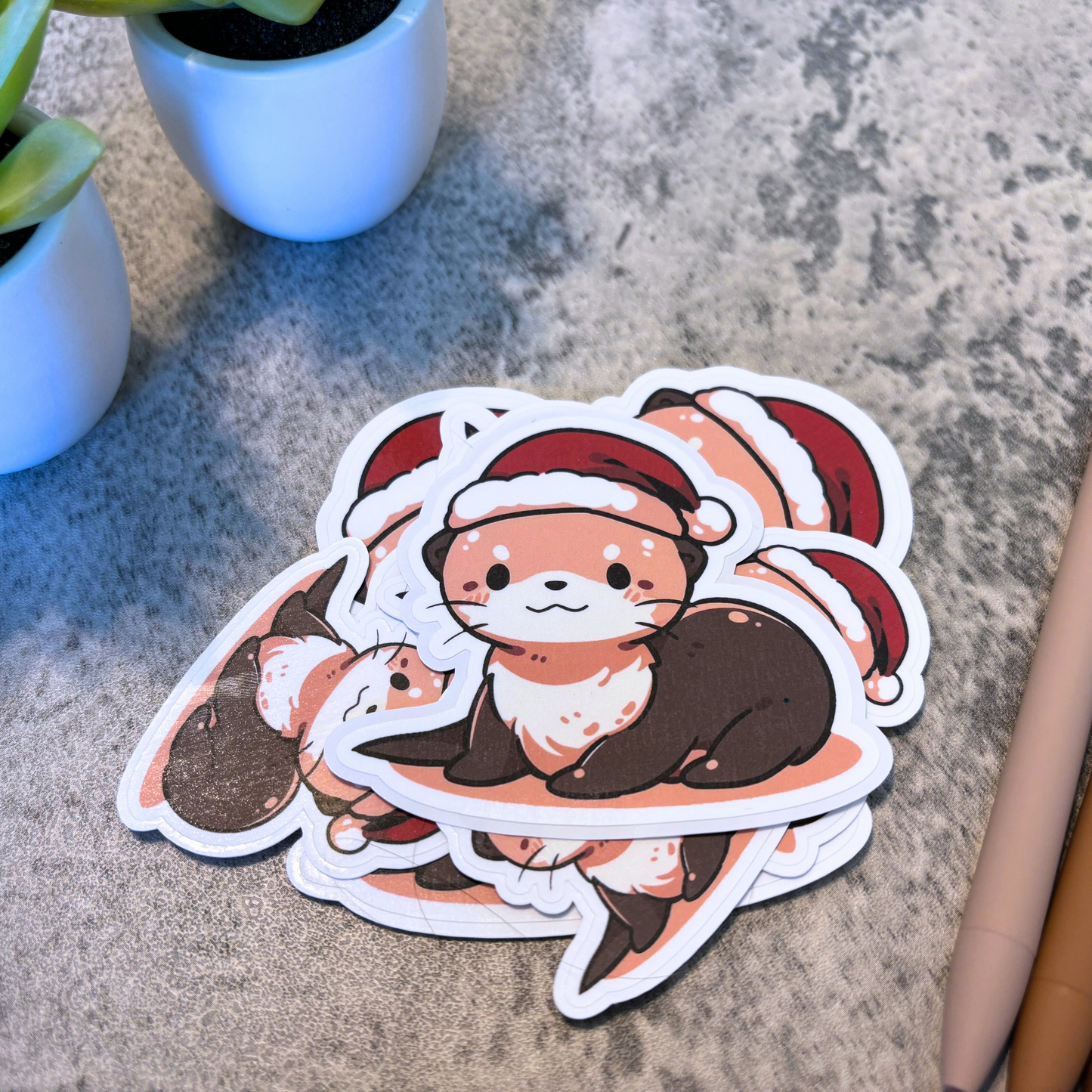 Cute Christmas Otter Sticker