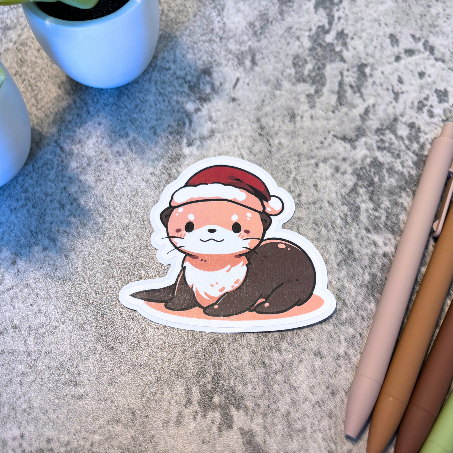 Cute Christmas Otter Sticker