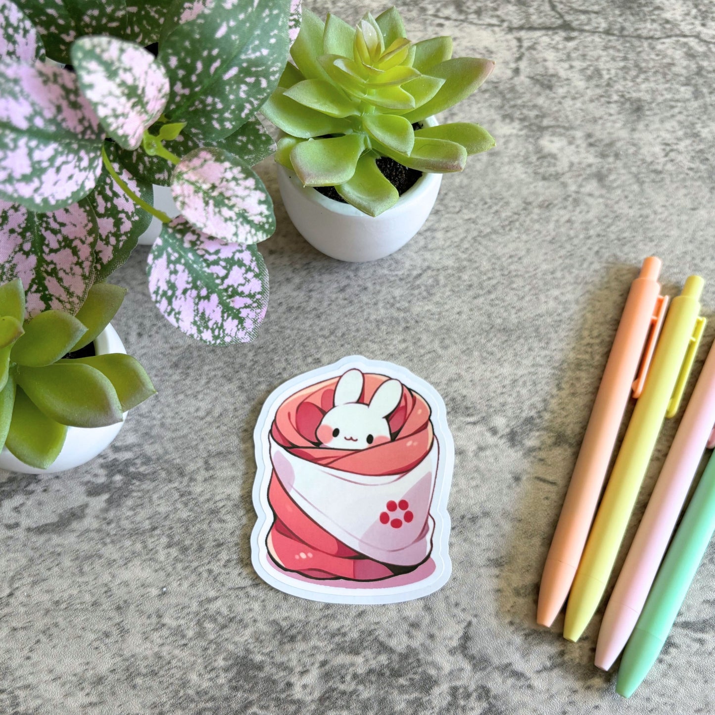 Cozy Bunny Sticker, Bunnyrito 3" or 2"