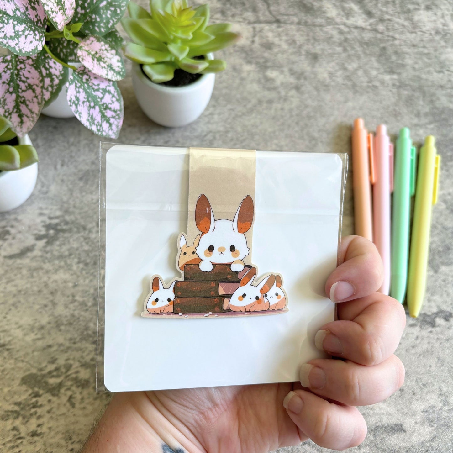 Cute Magnetic Bookmark, Bookish Bunnies