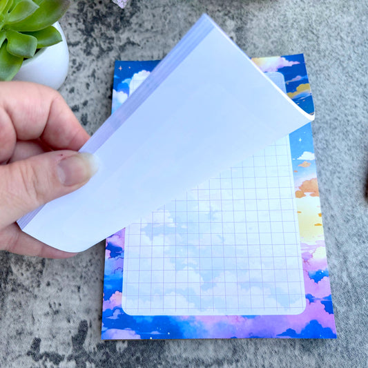 Kawaii Sunset Notepad, Grid Lines