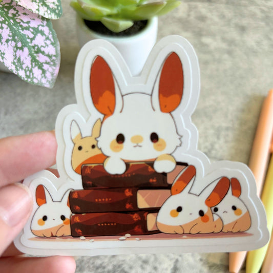 Cozy Bunny Sticker, Bookish Bunny 3" or 2"