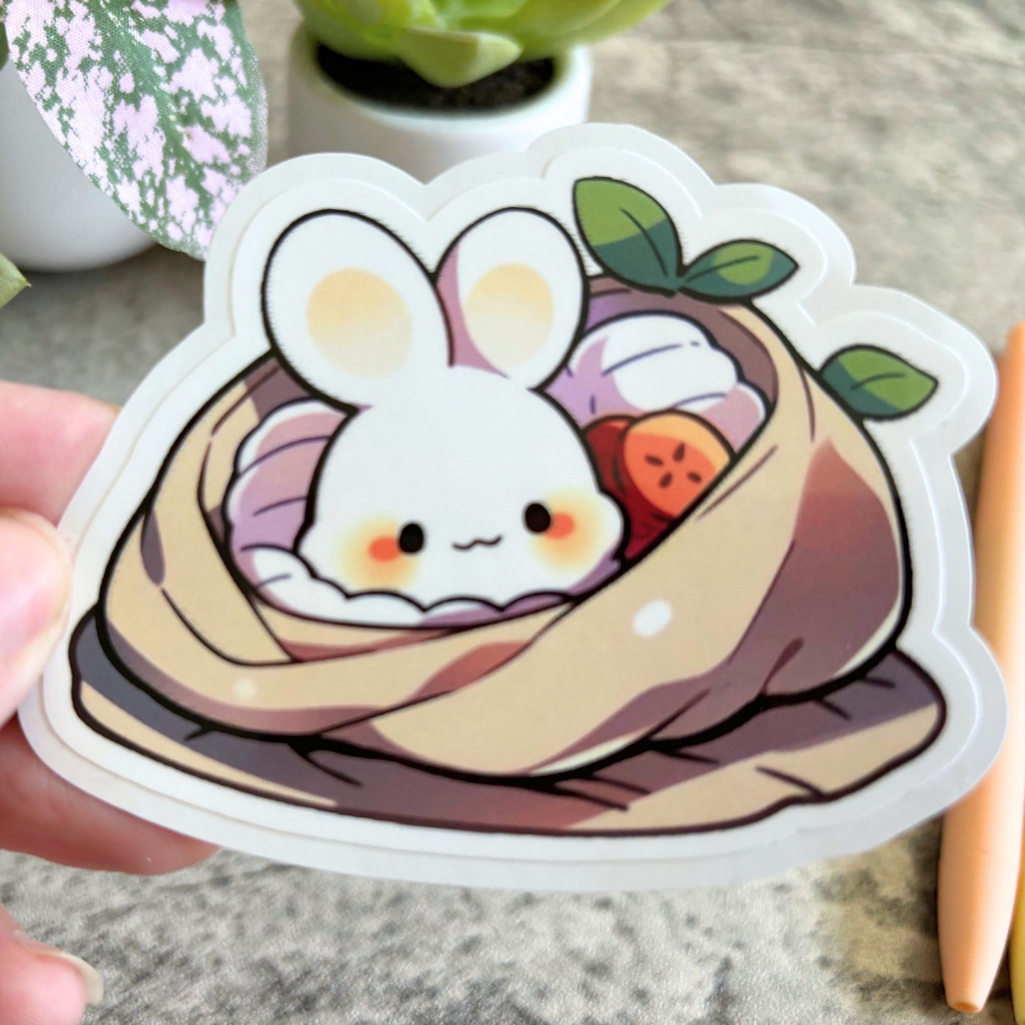 Cozy Bunny Sticker, Bunny Sushi 3" or 2"