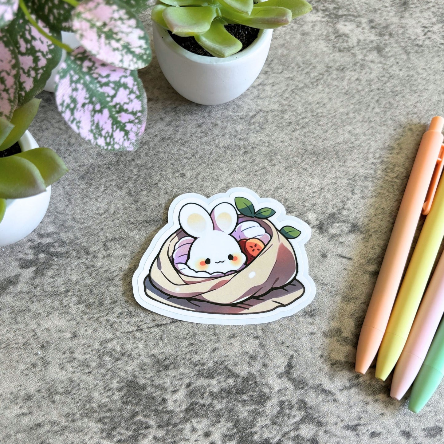 Cozy Bunny Sticker, Bunny Sushi 3" or 2"