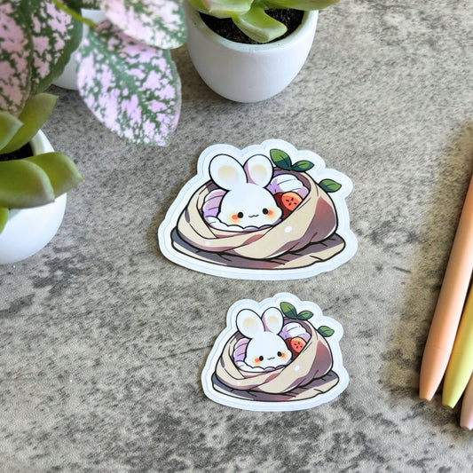 Cozy Bunny Sticker, Bunny Sushi 3" or 2"