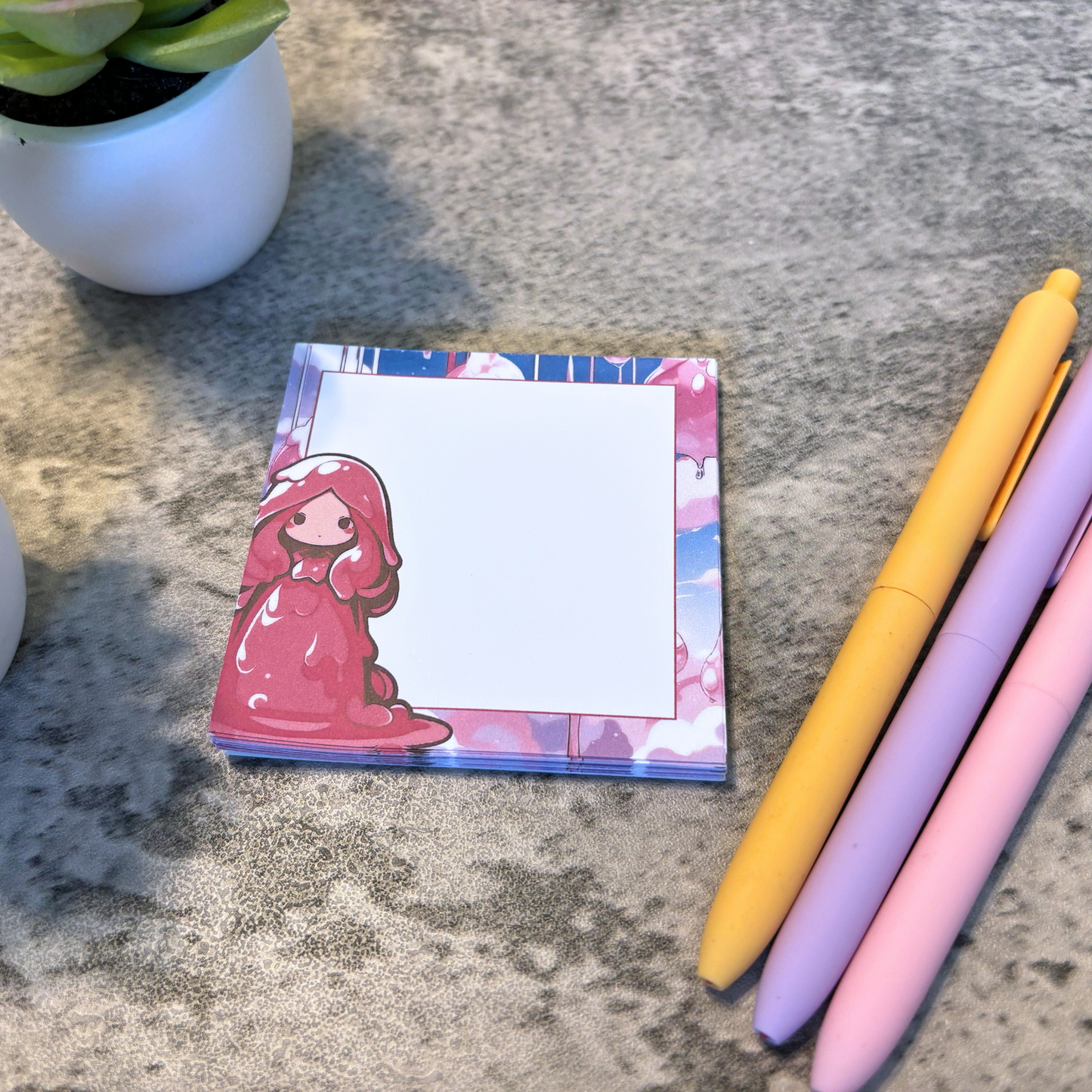 Kawaii Slime Girl Memo Pad, Pink