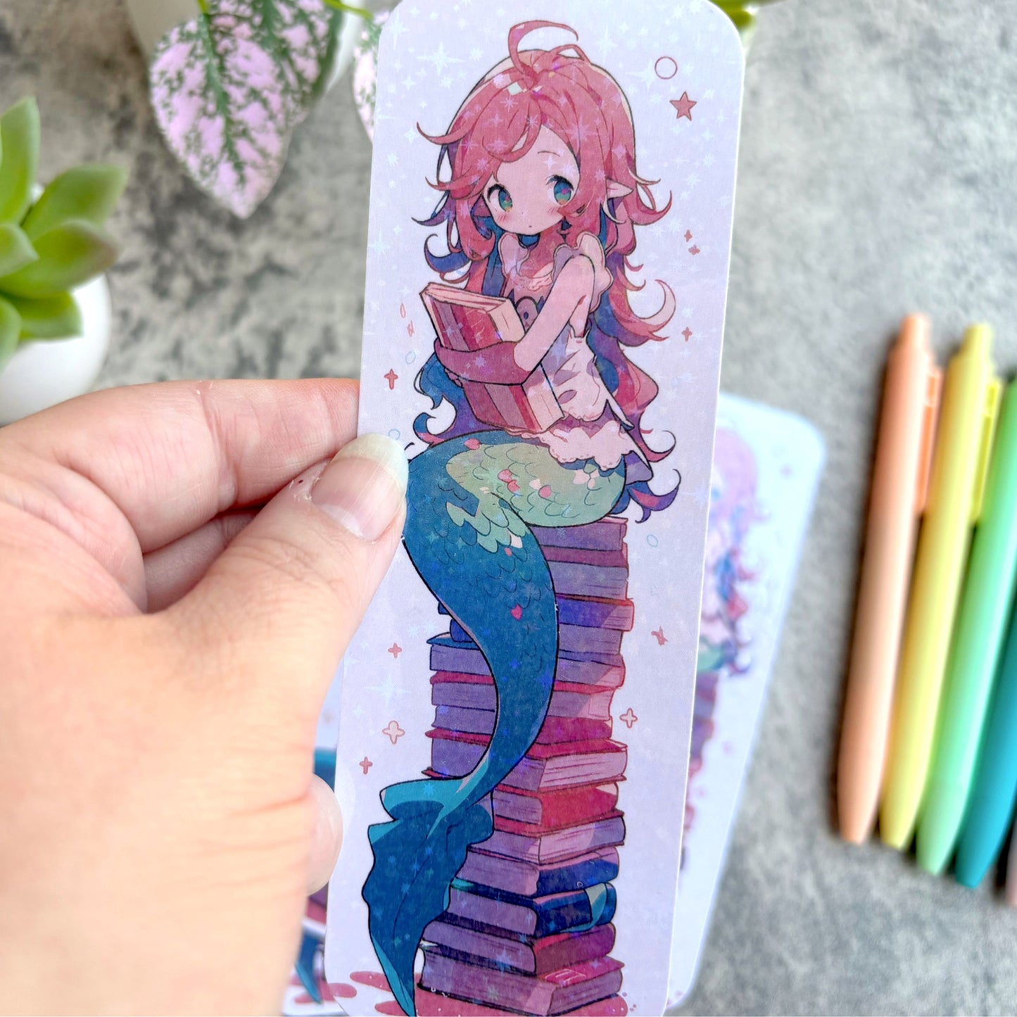 Cute Bookish Mermaid Bookmark, Pink