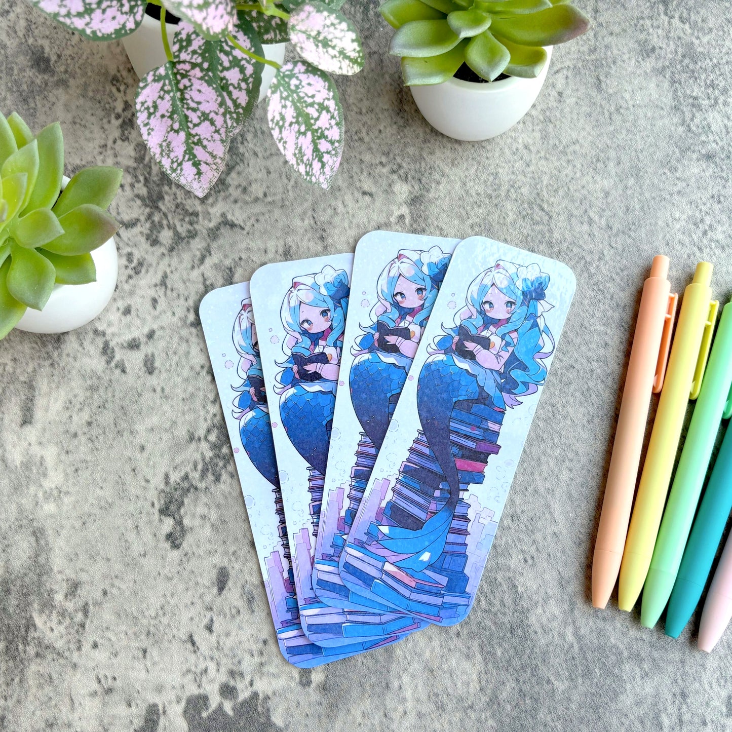 Cute Bookish Mermaid Bookmark, Blue