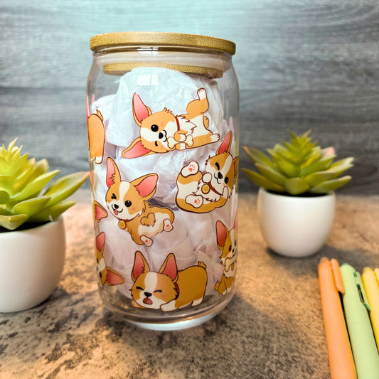 Cute Corgi Glass Iced Coffee Cup