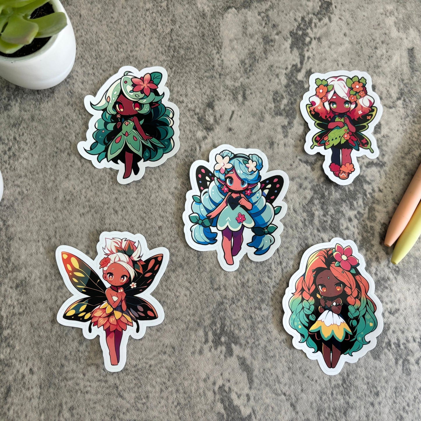 Tropical Summer Fairies Sticker Set, 3"